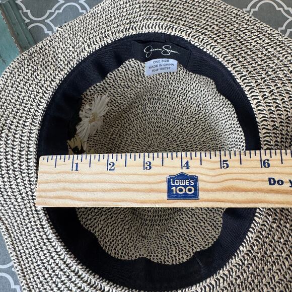 Jessica Simpson Straw Bucket Hat Cottage Core Floral Prairie Boho Garden Party - Picture 9 of 11